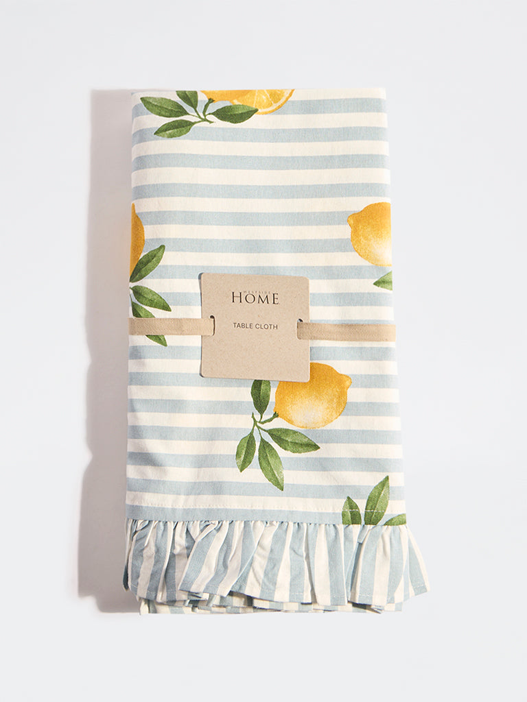 Westside Home Light Blue Lemon Design Table Cloth