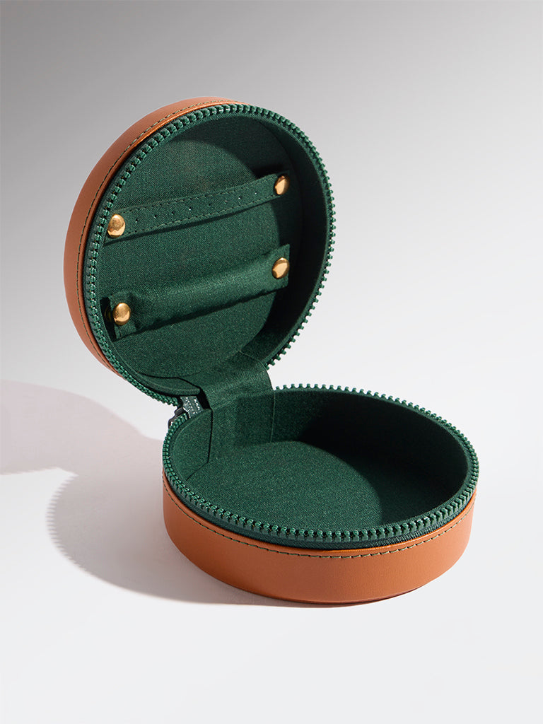 Westside Home Tan Round Jewellery Box