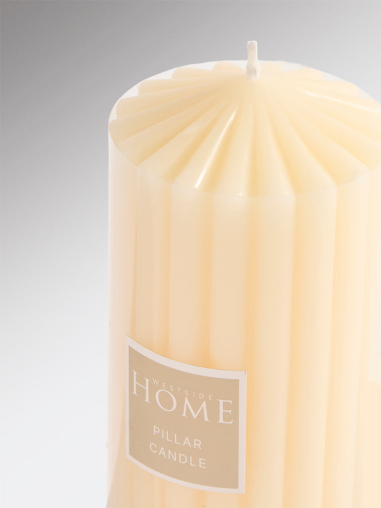 Westside Home Ivory Ribbed-Textured Pillar Candle