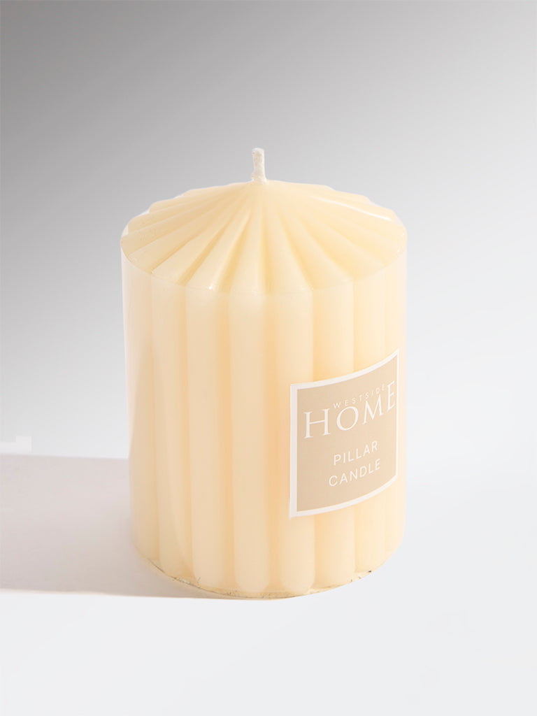 Westside Home Ivory Ribbed-Textured Pillar Candle
