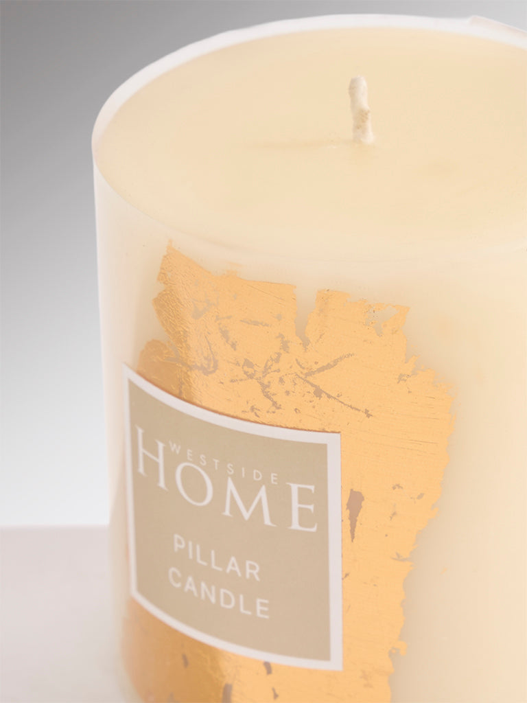 Westside Home Ivory Foil Detailed Pillar Candle