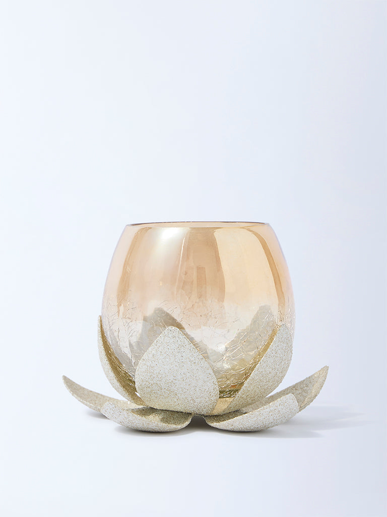 Westside Home Gold Single Leaf Design Tealight Candle Holder