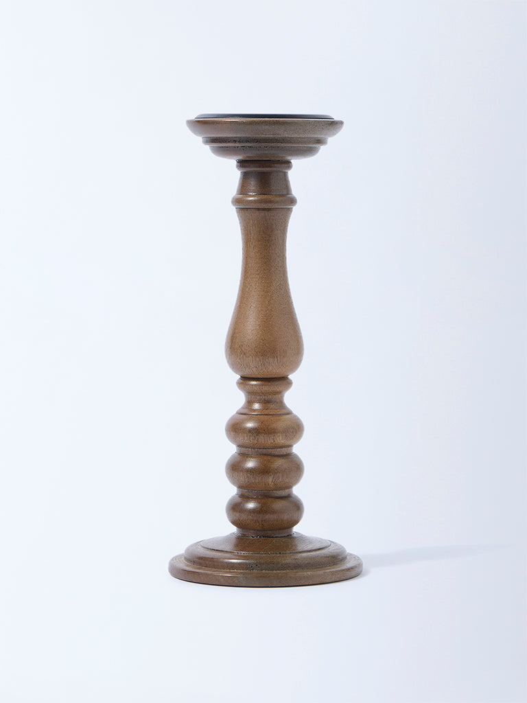 Westside Home Brown Wooden Candle Holder