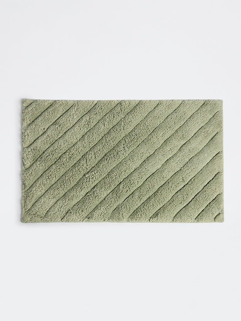 Westside Home Sage Stripe Pattern Bath Mat