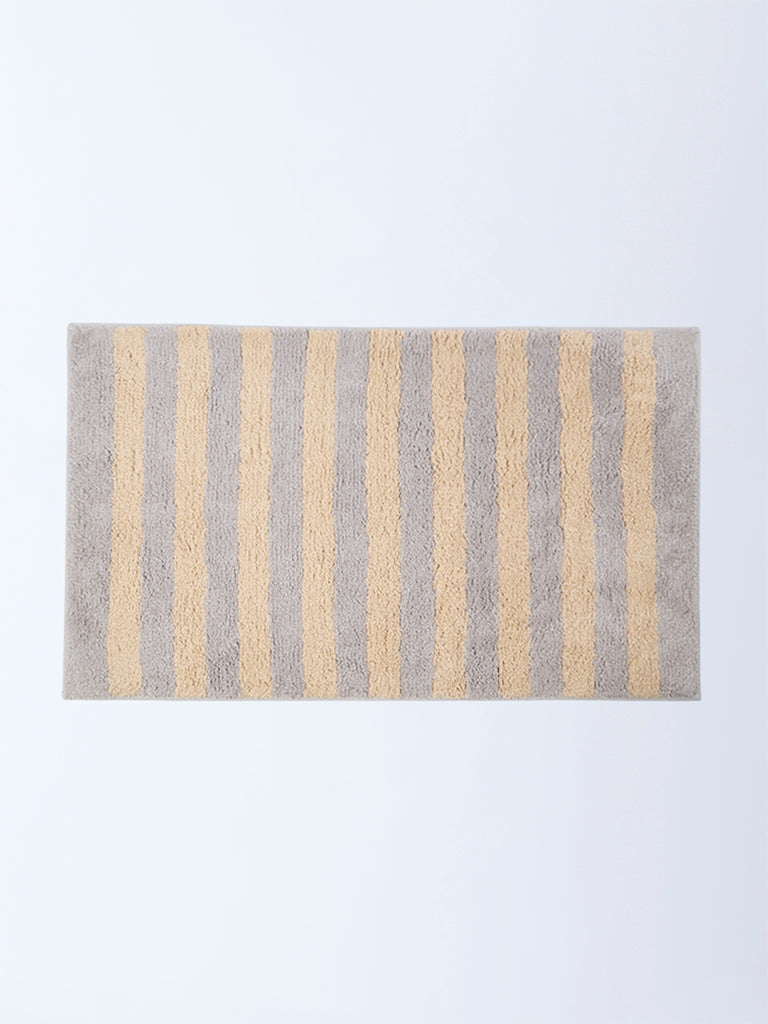 Westside Home Grey Stripe Pattern Bath Mat