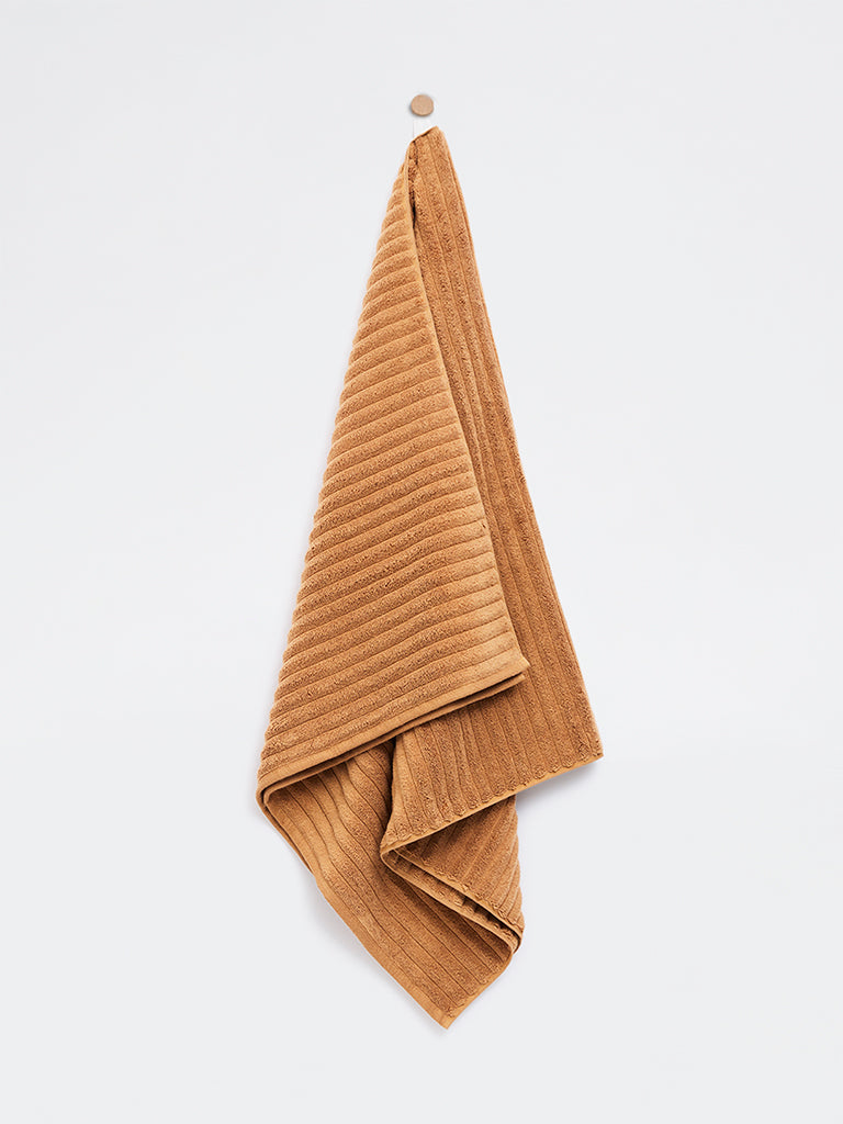 Westside Home Tan Self-Striped Bath Sheet