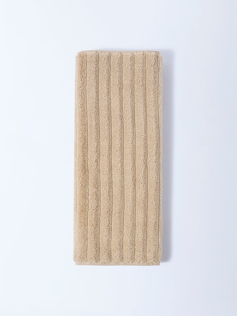 Westside Home Light Brown Self-Striped Hand Towel
