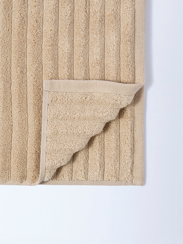 Westside Home Light Brown Self-Striped Hand Towel