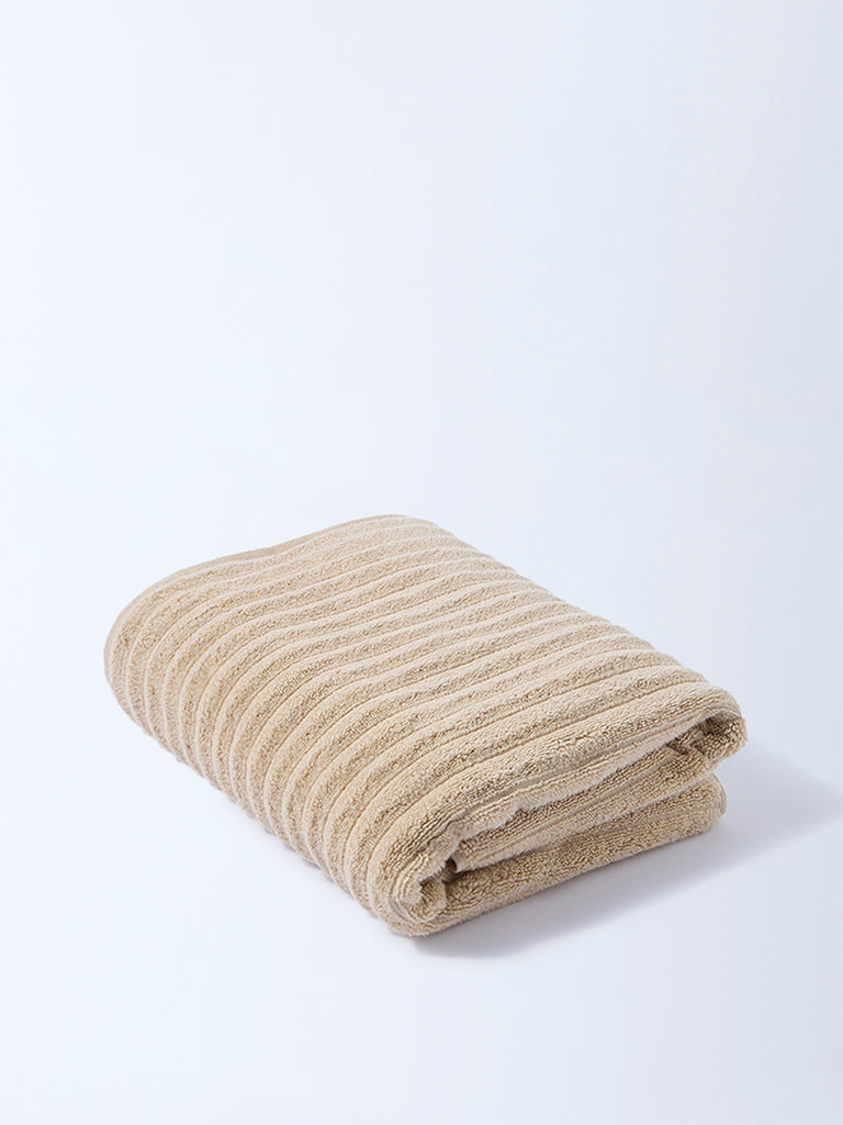 Westside Home Light Brown Self-Striped Bath Towel