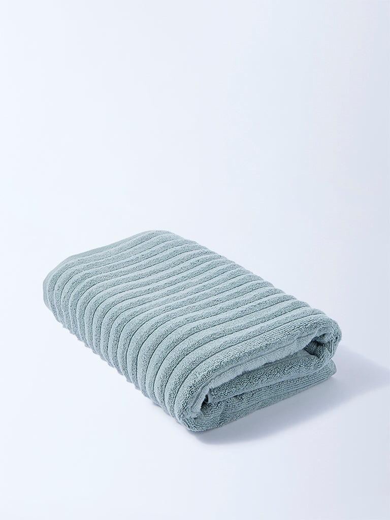 Westside Home Dusty Blue Self-Striped Bath Towel
