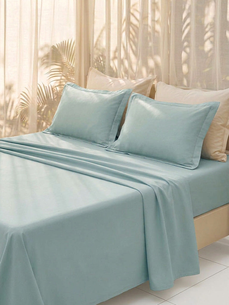 Westside Home Light Blue Solid King Bed Sheet Set
