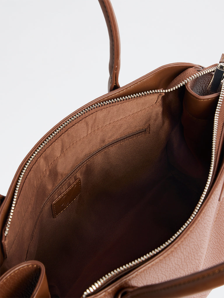 Westside Brown Textured Tote Bag
