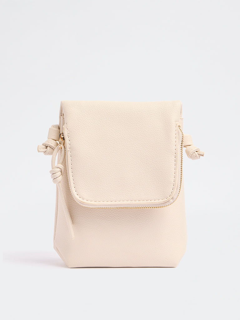 Westside Ivory Textured Mobile Sling Bag