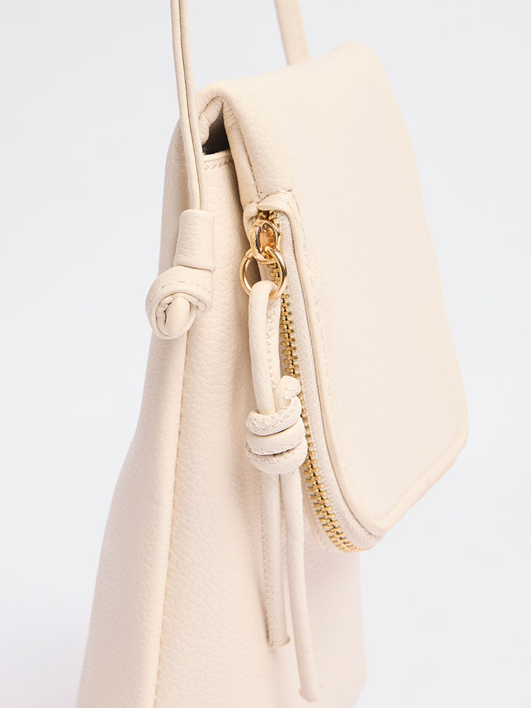 Westside Ivory Textured Mobile Sling Bag