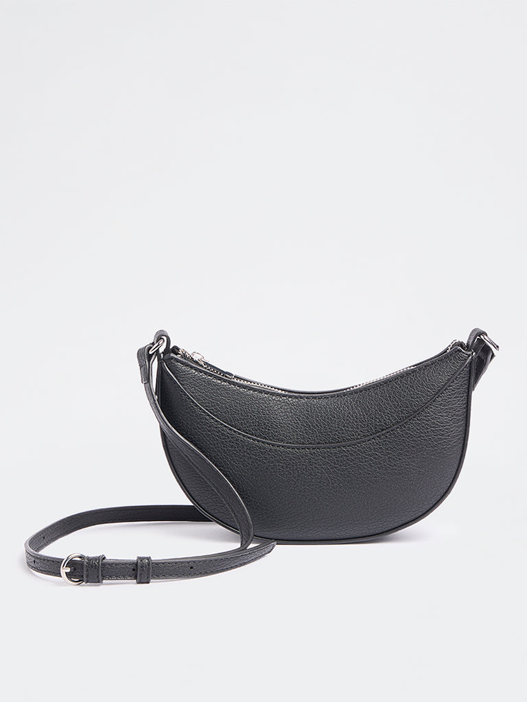Westside Black Textured Crescent Sling Bag