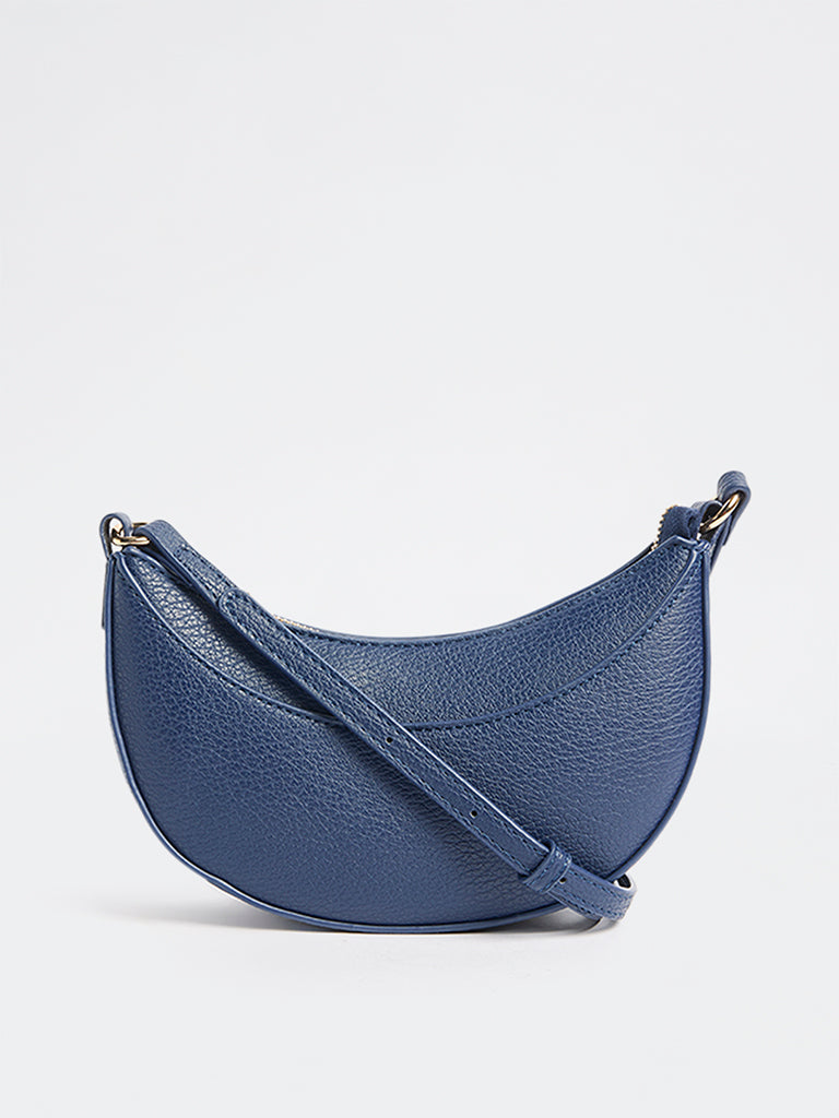 Westside Navy Textured Crescent Sling Bag