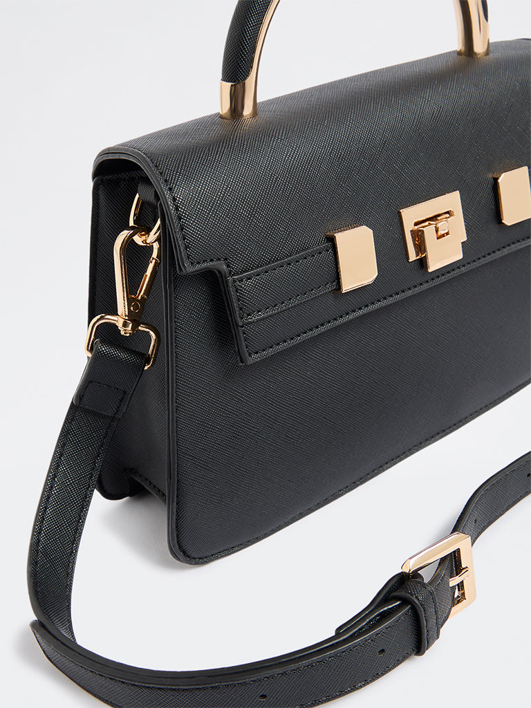 Westside Black Satchel Bag with Sling