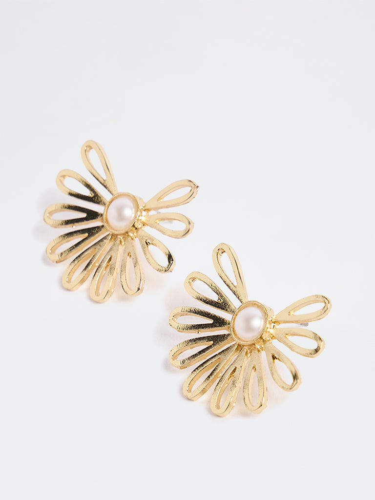 Westside Accessories Gold Floral Stud Earrings