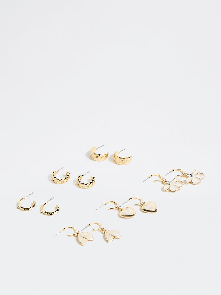 Westside Accessories Gold Enamel Hoop Earrings - Pack of 6