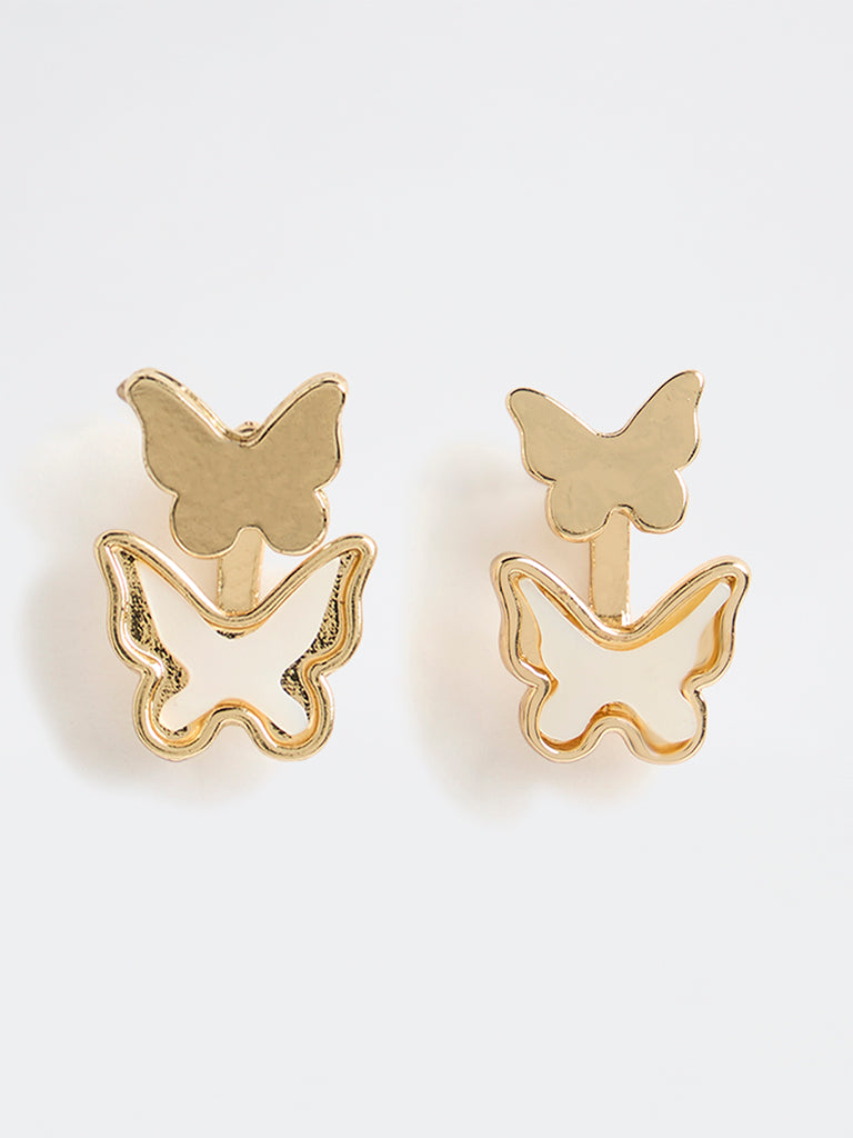 Westside Accessories White Butterfly Stud Earrings