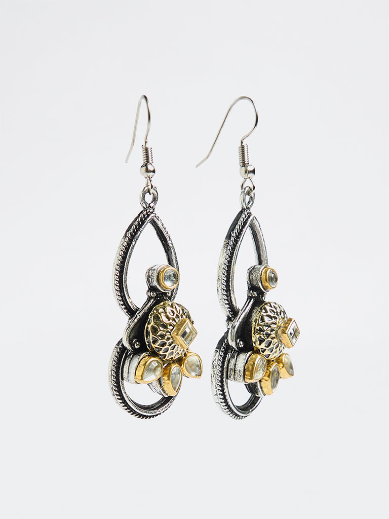 Westside Accessories Silver Kundan Fishhook Earrings