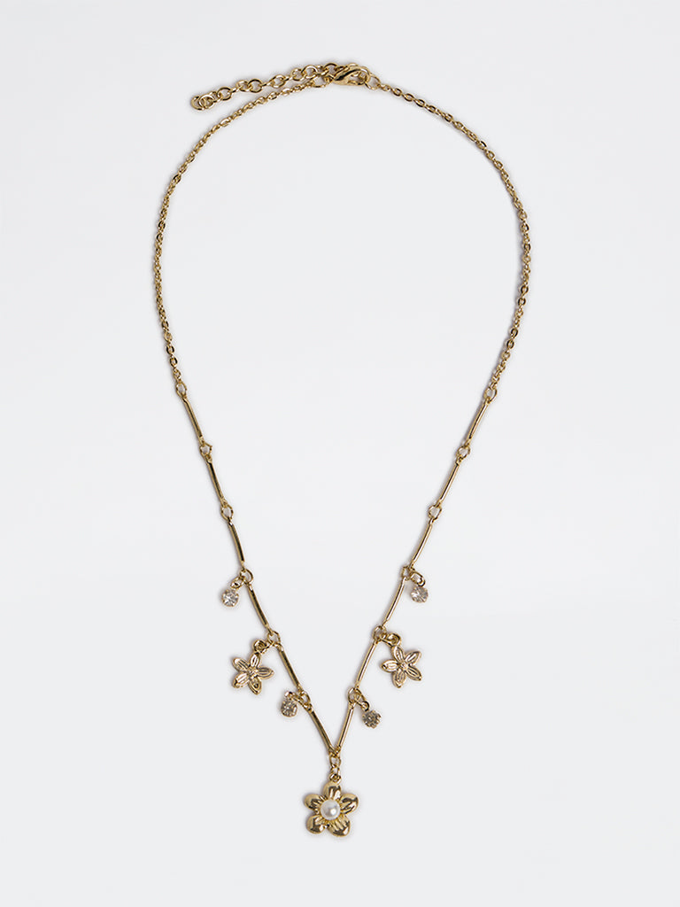 Westside Accessories Gold Floral Charm Necklace