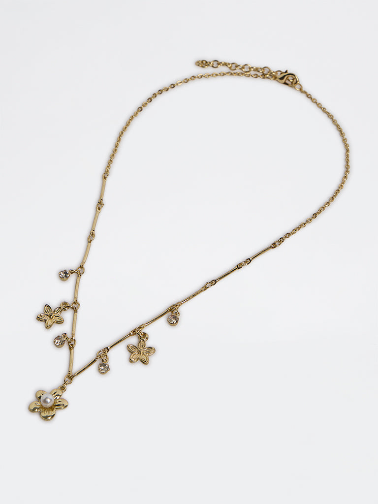 Westside Accessories Gold Floral Charm Necklace
