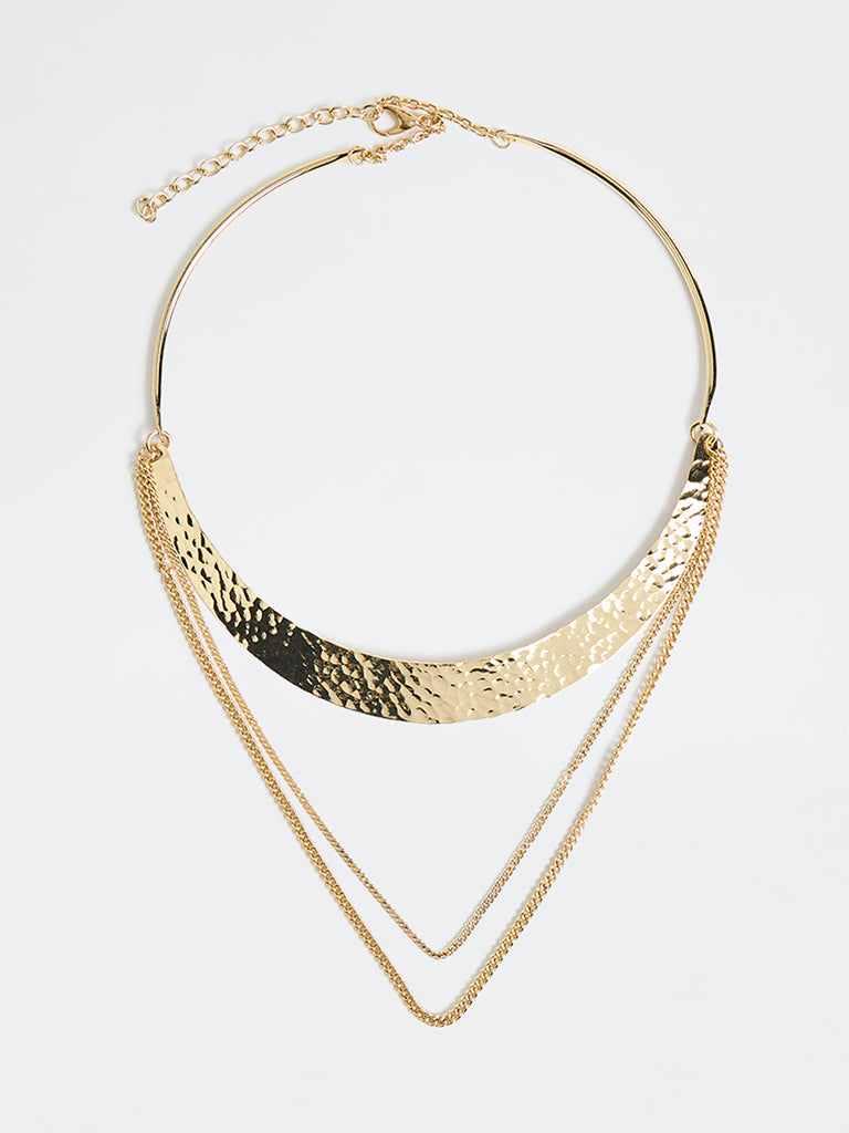 Westside Accessories Gold Hammered Statement Necklace