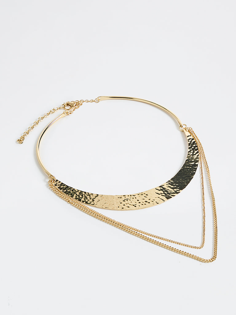 Westside Accessories Gold Hammered Statement Necklace