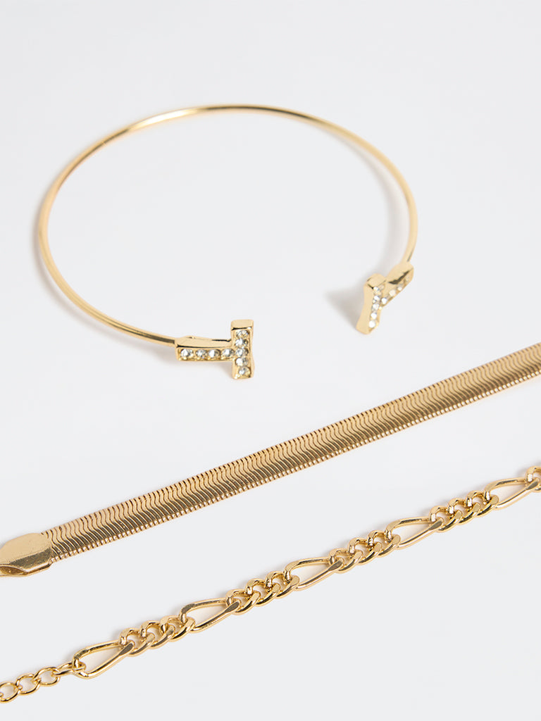 Westside Accessories Gold Fancy Chain Bracelets - Pack of 3