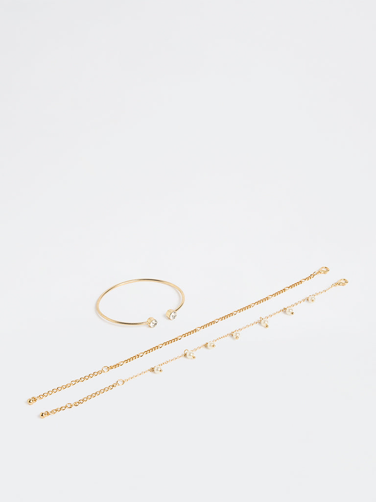 Westside Accessories Gold Stone Charm Bracelets - Pack of 3