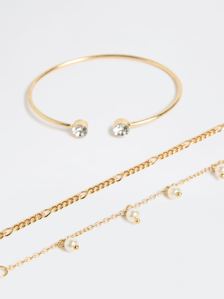 Westside Accessories Gold Stone Charm Bracelets - Pack of 3