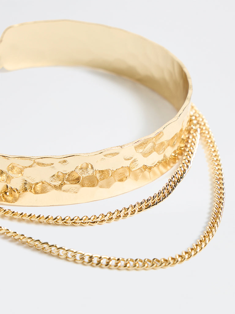 Westside Accessories Gold Hammered Statement Necklace