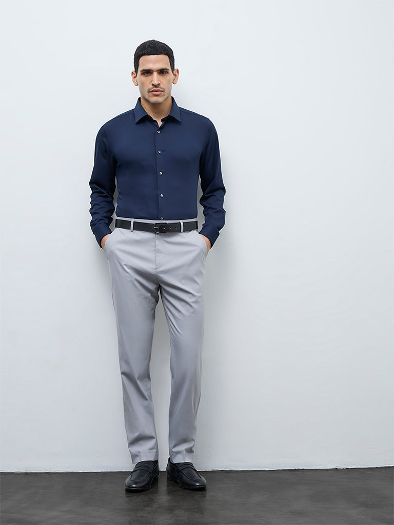 WES Formals Navy Slim-Fit Shirt