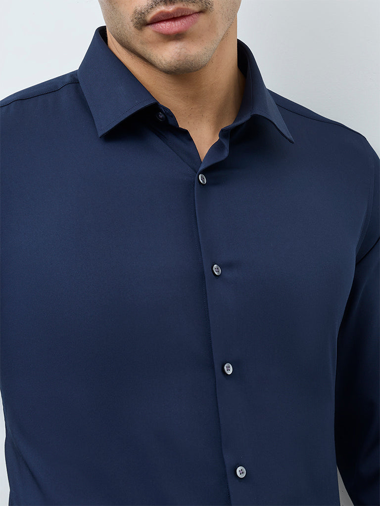 WES Formals Navy Slim-Fit Shirt