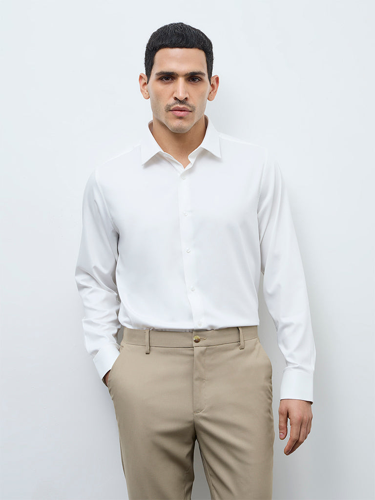 WES Formals Off-White Slim-Fit Shirt