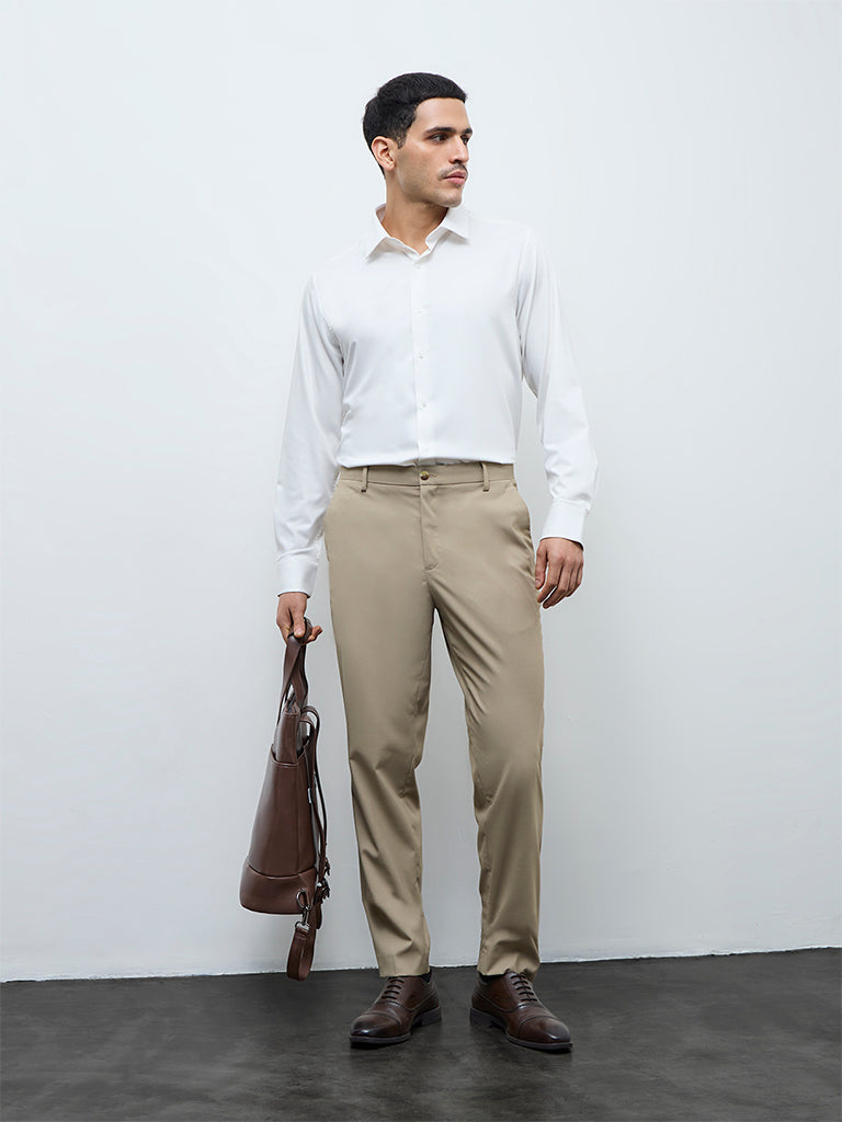 WES Formals Off-White Slim-Fit Shirt