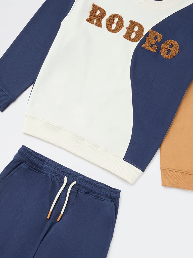 HOP Kids Boys Multicolour Cotton Sweatshirt and Joggers Set