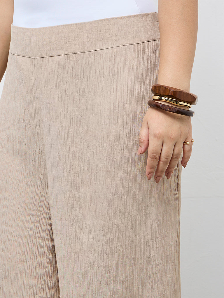 Diza Beige Textured Pants