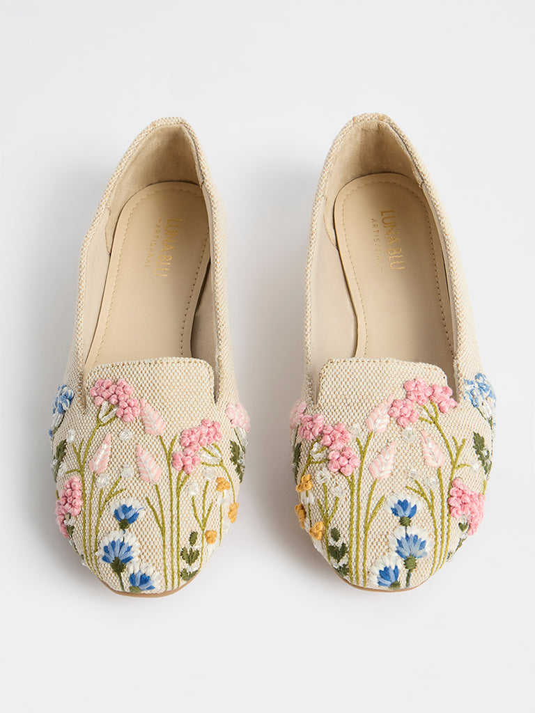 LUNA BLU Multicolour Floral Embroidered Loafers