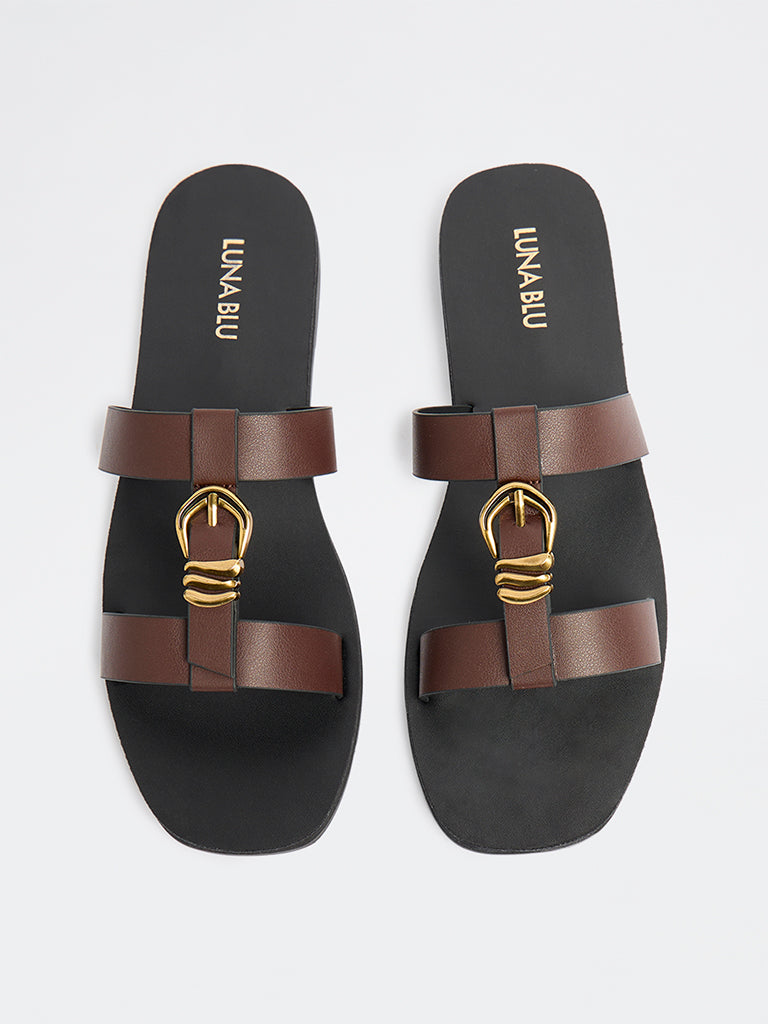 LUNA BLU Burgundy Metallic Detailed Slides