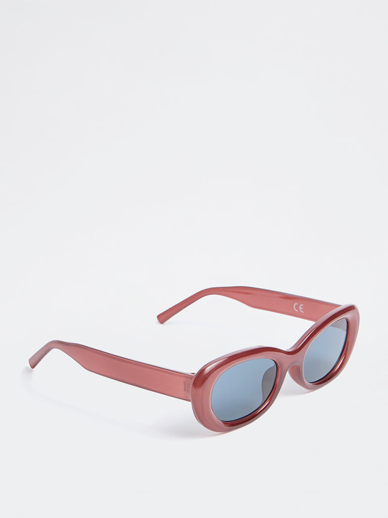 Westside Accessories Maroon Oval Sunglasses - Comes with a Pouch and Cleaning Cloth