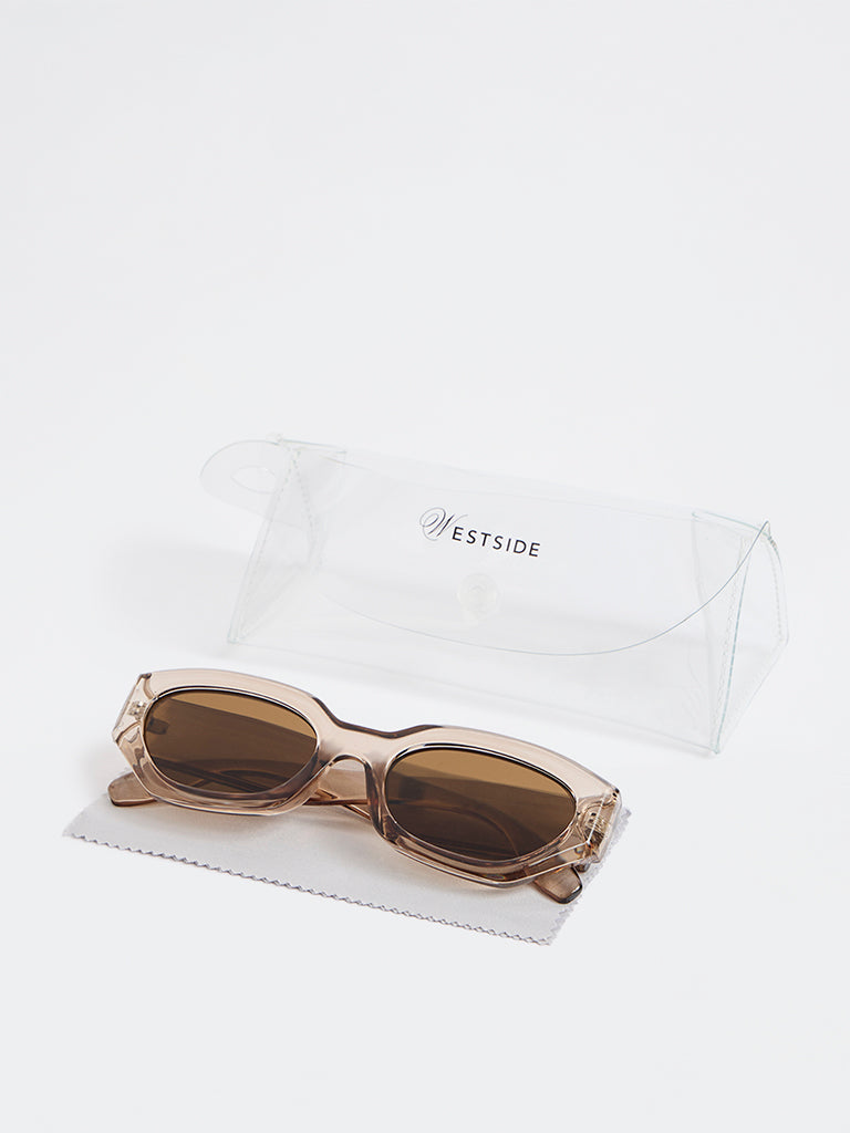 Westside Accessories Brown Transparent Sunglasses - Comes with a Pouch and Cleaning Cloth