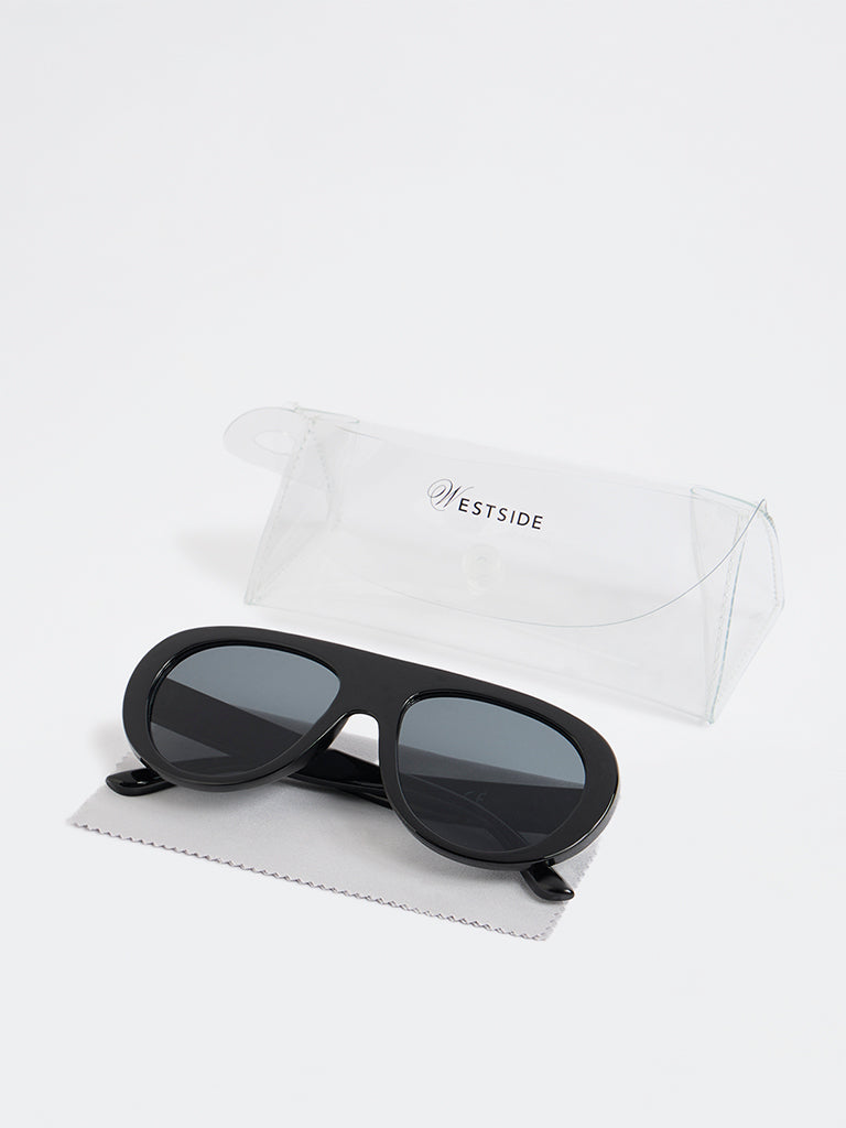 Westside Accessories Black Fancy Sunglasses - Comes with a Pouch and Cleaning Cloth