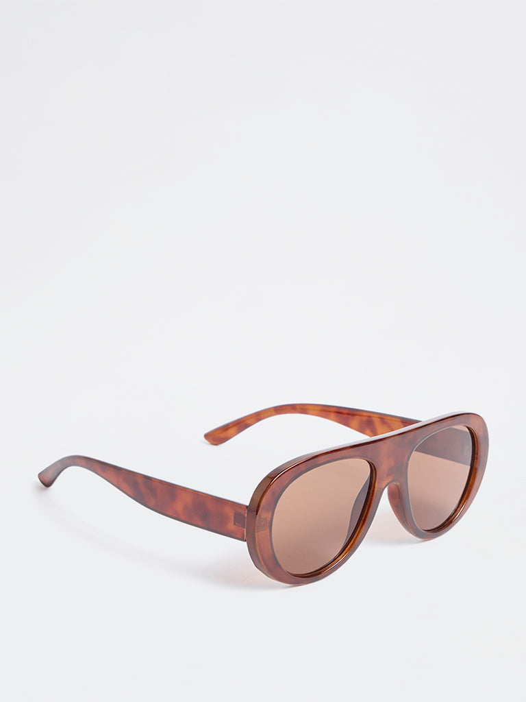 Westside Accessories Brown Fancy Sunglasses - Comes with a Pouch and Cleaning Cloth