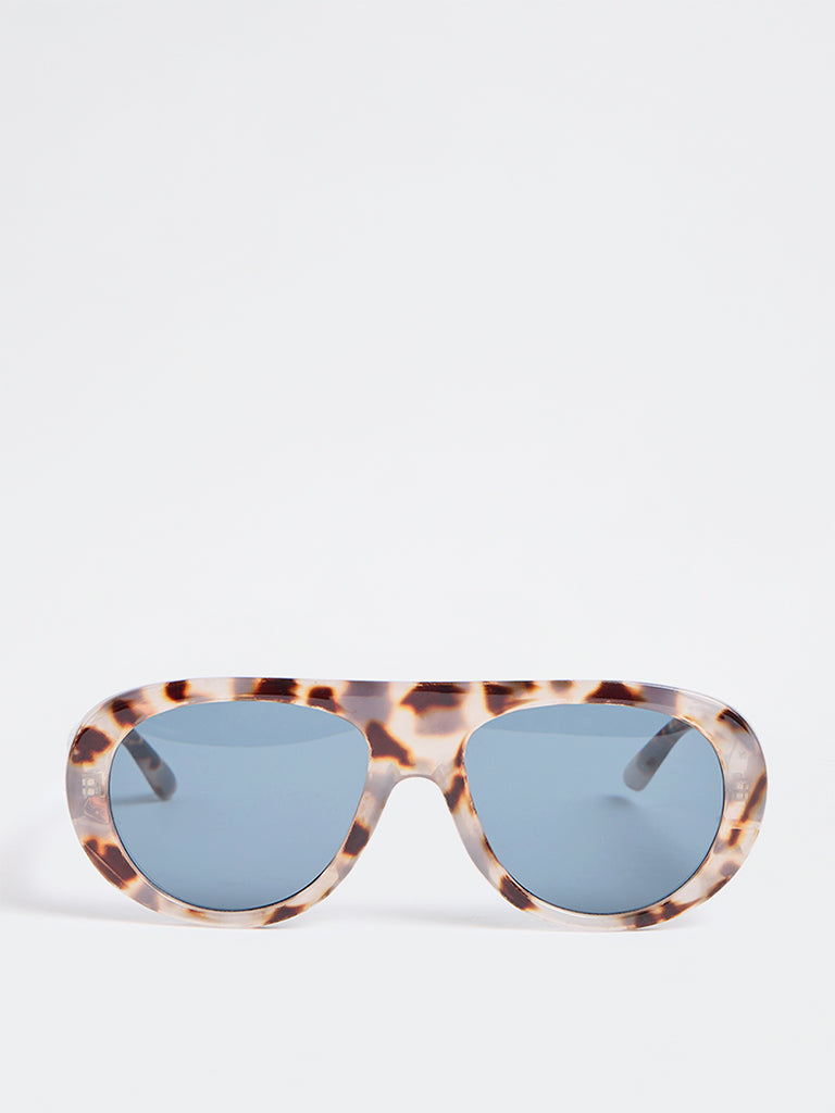 Westside Accessories Brown Animal Pattern Acrylic Fancy Sunglasses - Comes with a Pouch and Cleaning Cloth