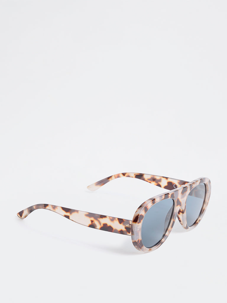 Westside Accessories Brown Animal Pattern Acrylic Fancy Sunglasses - Comes with a Pouch and Cleaning Cloth