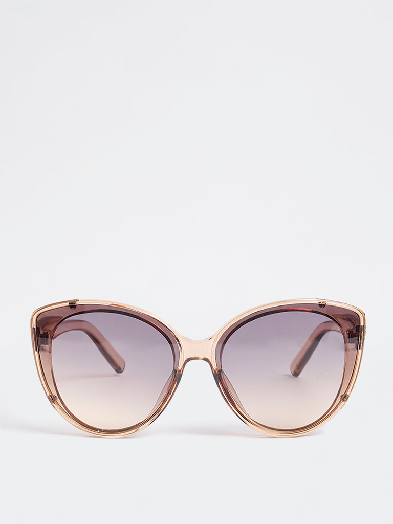 Westside Accessories Brown Oversized Cateye Sunglasses - Comes with a Pouch and Cleaning Cloth