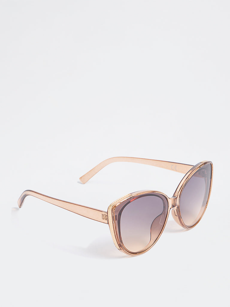 Westside Accessories Brown Oversized Cateye Sunglasses - Comes with a Pouch and Cleaning Cloth