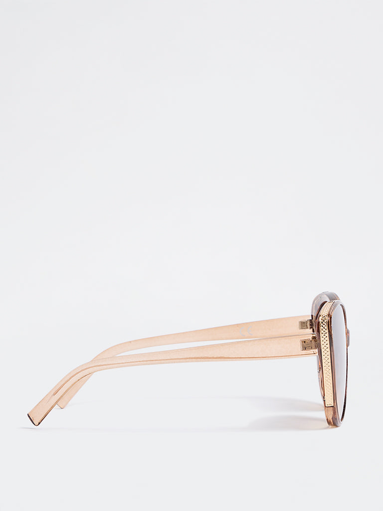 Westside Accessories Brown Oversized Cateye Sunglasses - Comes with a Pouch and Cleaning Cloth
